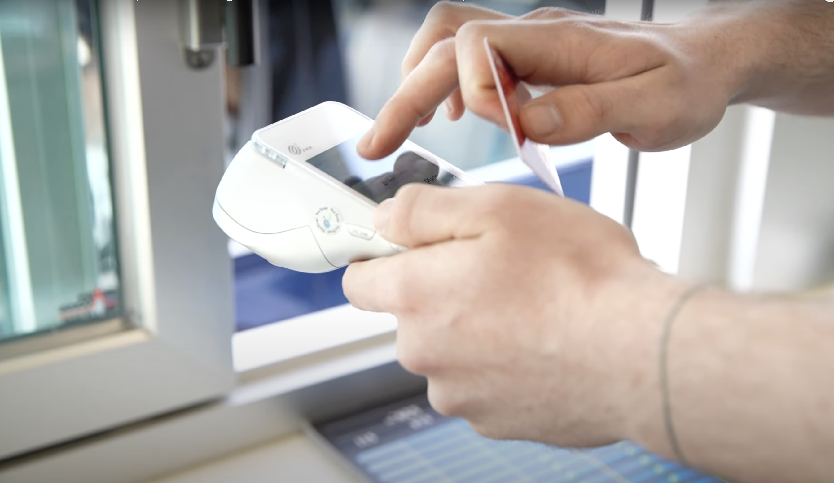Secure car wash POS payment terminal processing credit card transactions with encryption