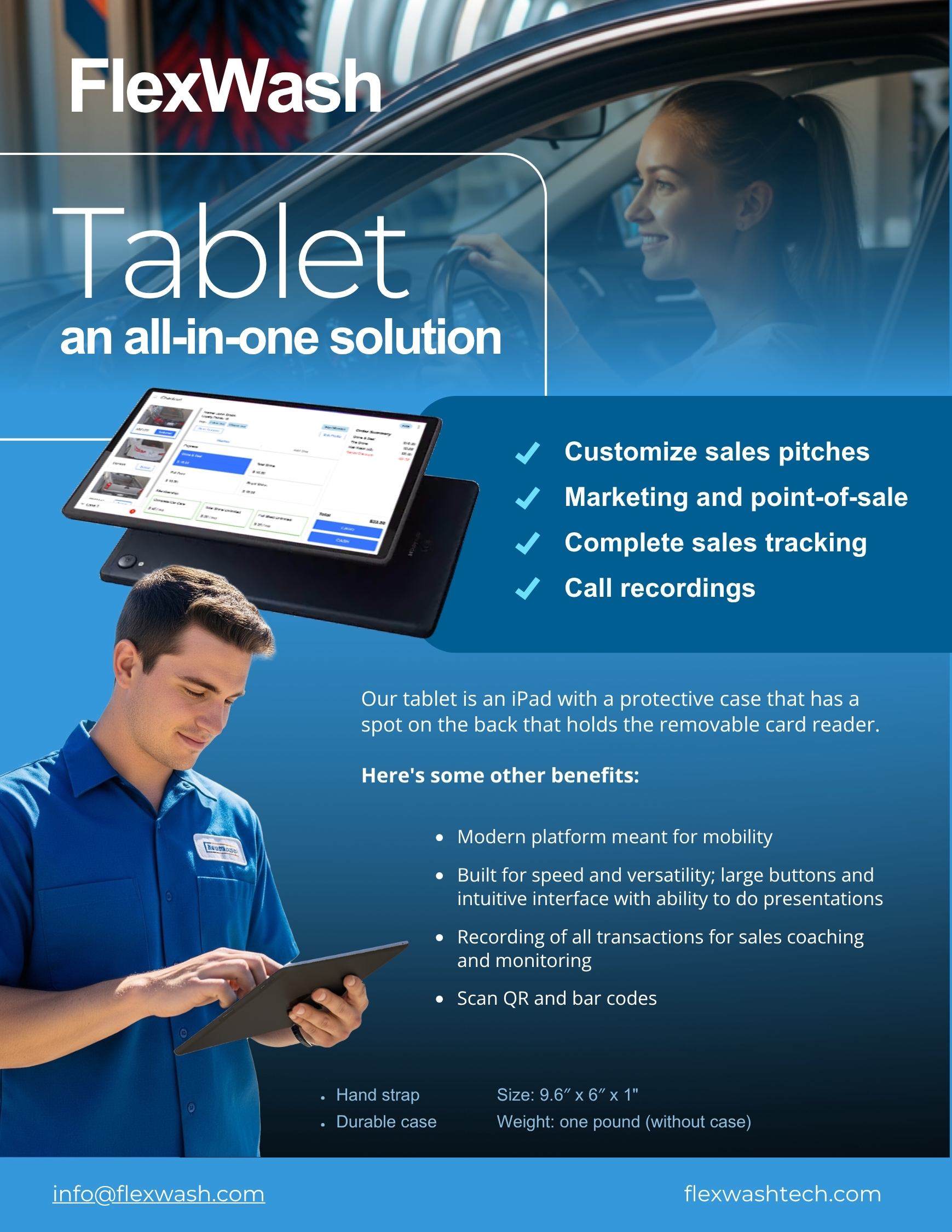 FlexWash Tablet Product Flyer - Complete specifications and features overview