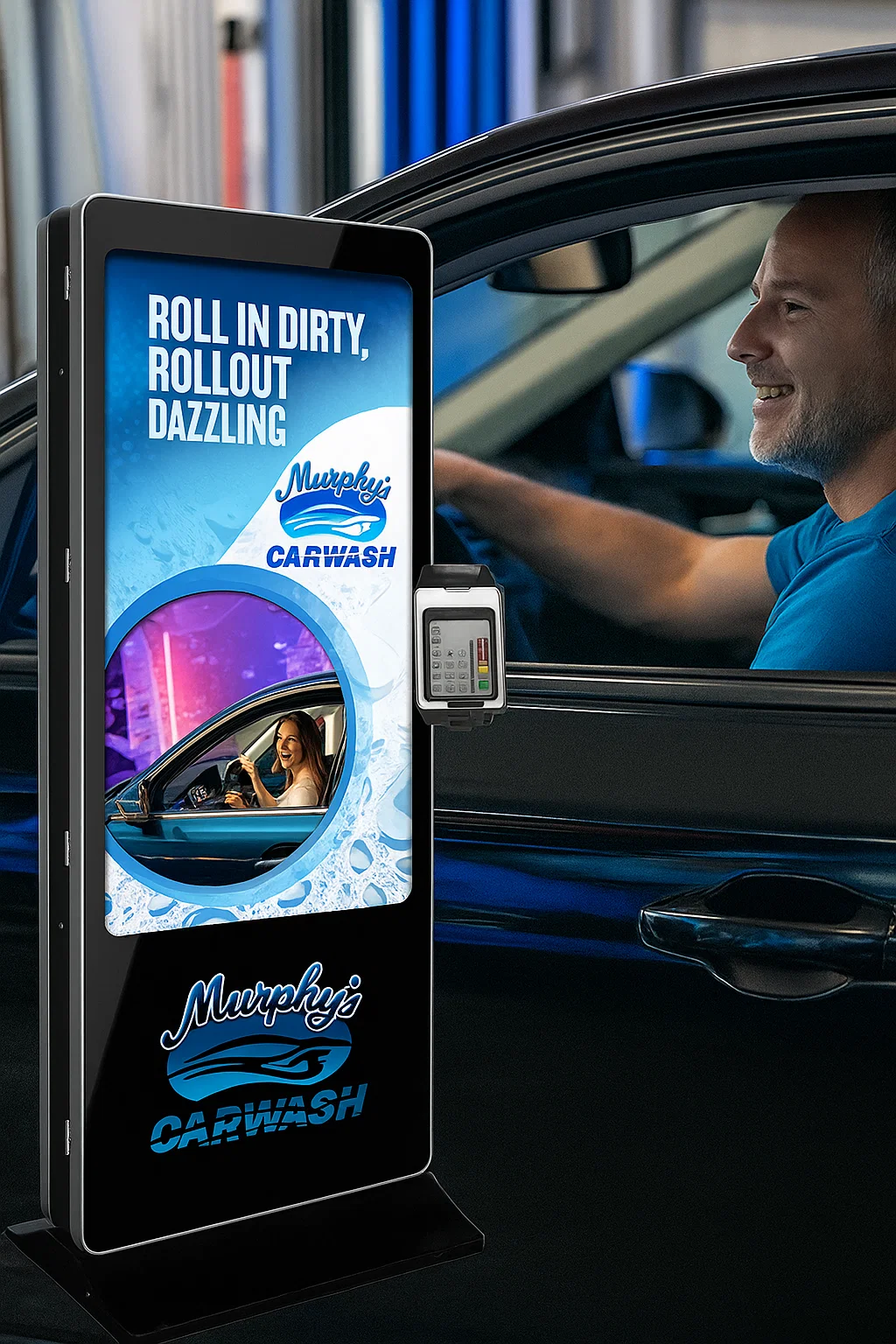Murphy's Car Wash Kiosk with customer interaction